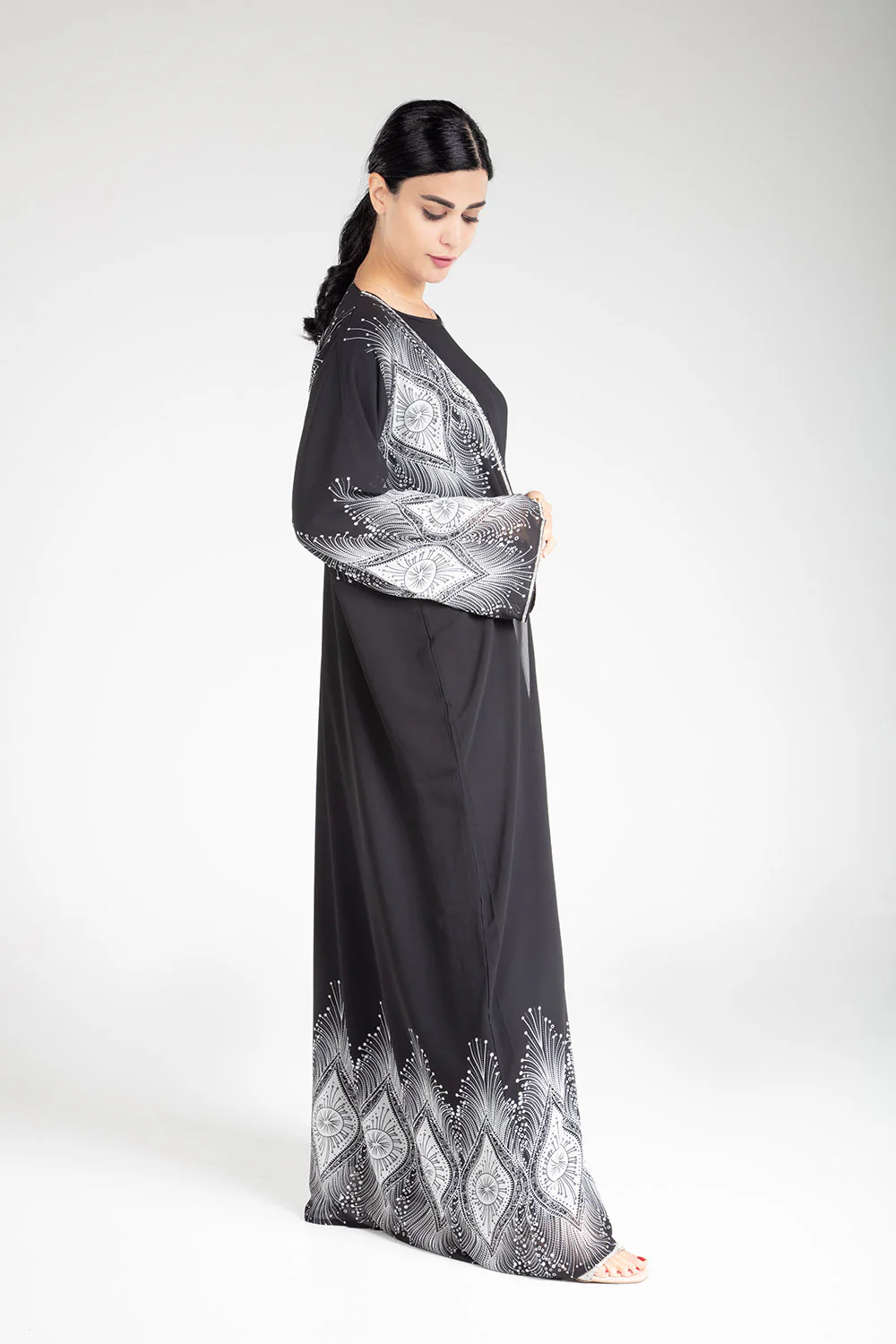 Black Printed Kimono - Image 5