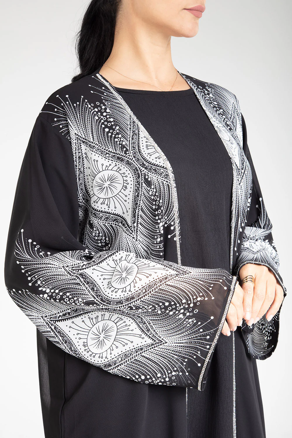 Black Printed Kimono - Image 8