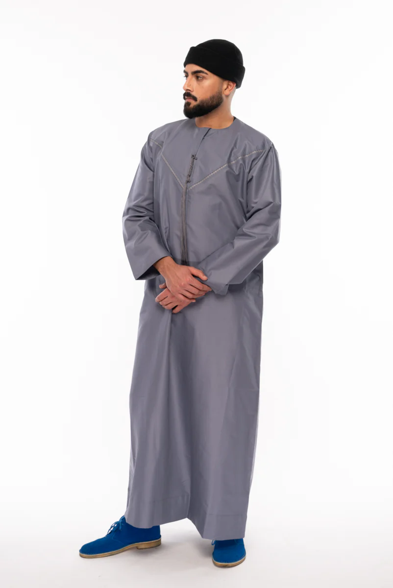 Grey Emirati Style Thobe - Image 3