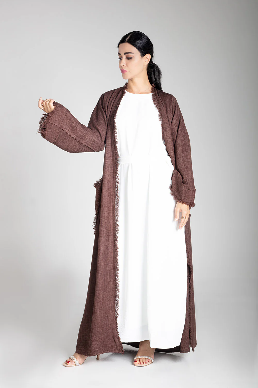 Pastel Brown Linen Kimono - Image 3