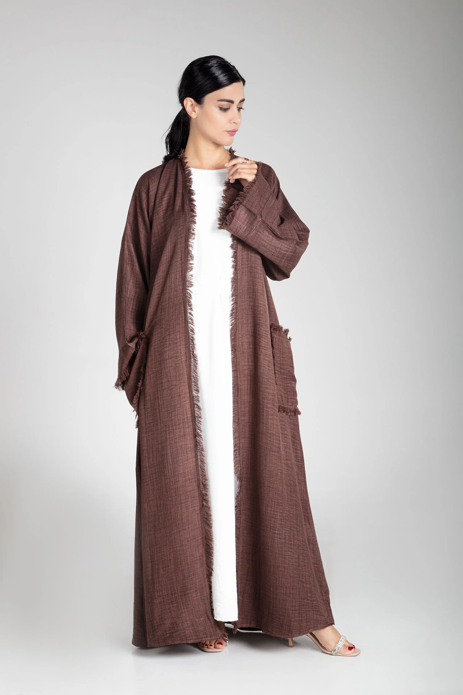 Pastel Brown Linen Kimono - Image 7