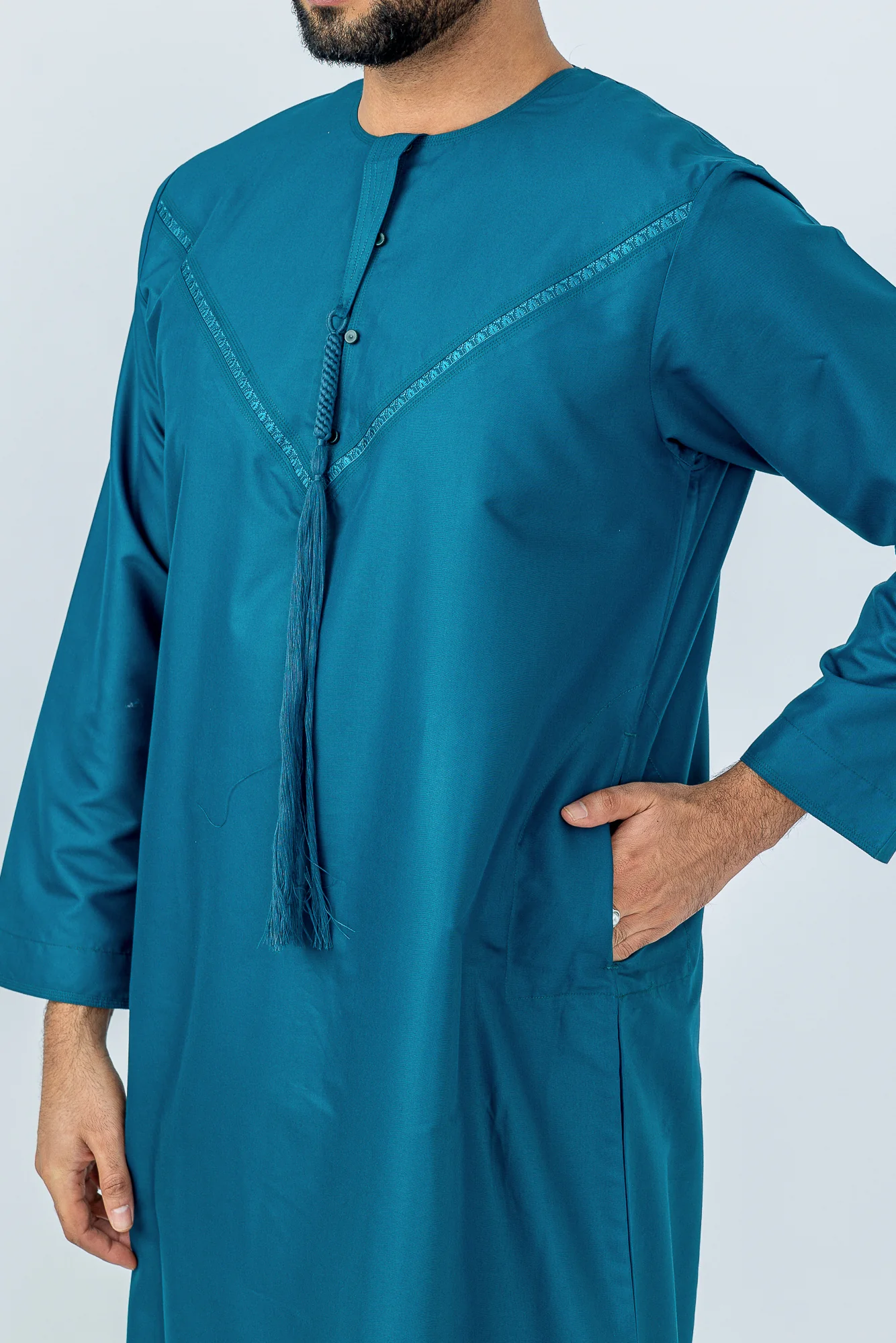 Teal Emirati Style Thobe - Image 5