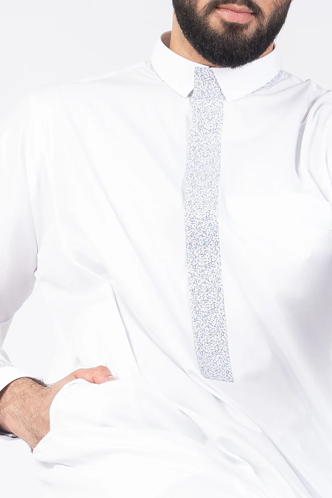 White Retro Print Jubbah - Image 5
