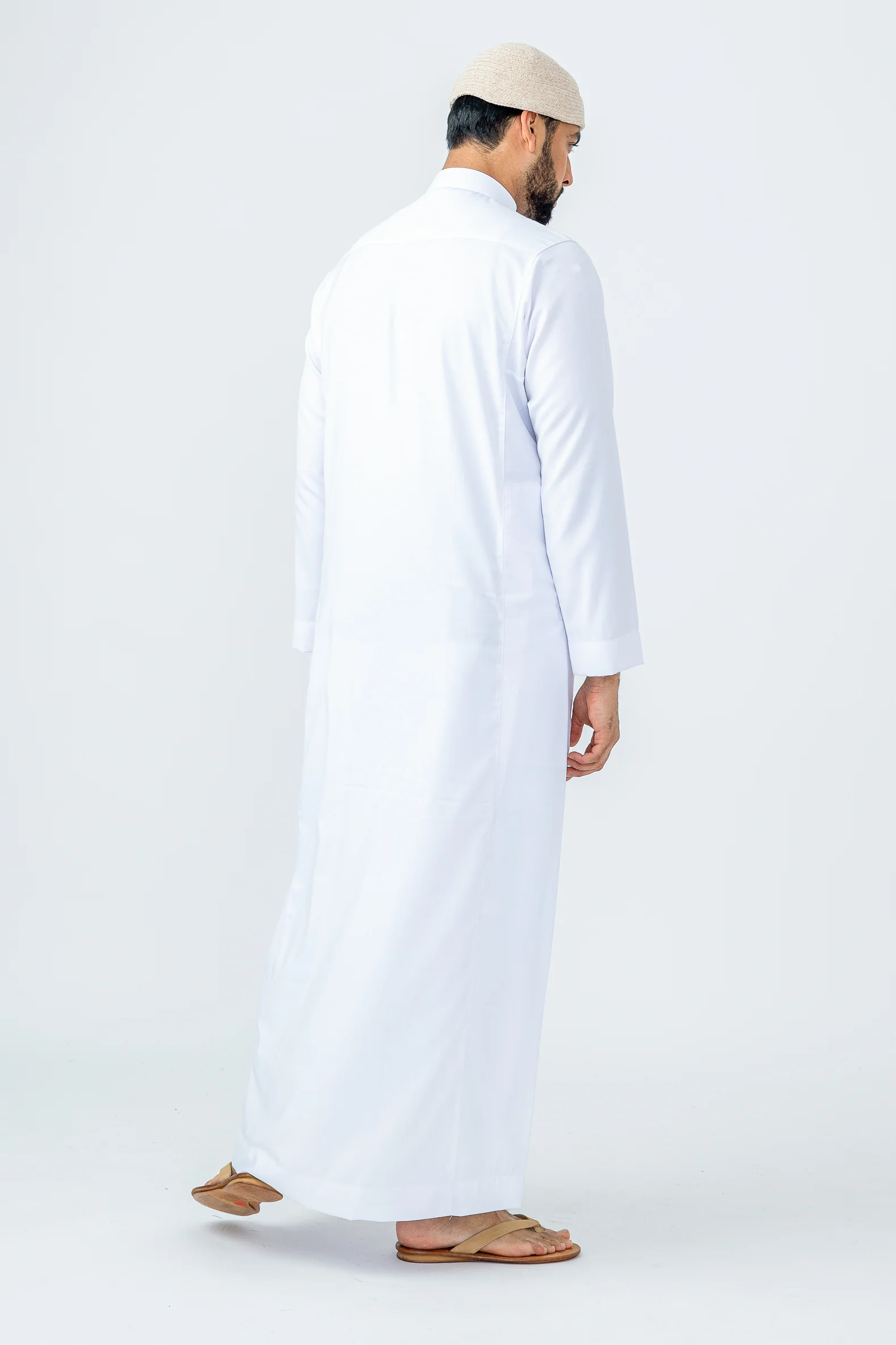 White Saudi Collar Thobe|Jubbah - Image 3